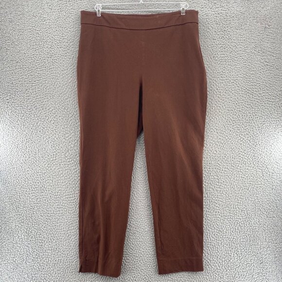 Talbots Pants Womens 16 Chatham Brown Ankle Stretch Skinny Leg Pockets Everyday - Picture 1 of 12